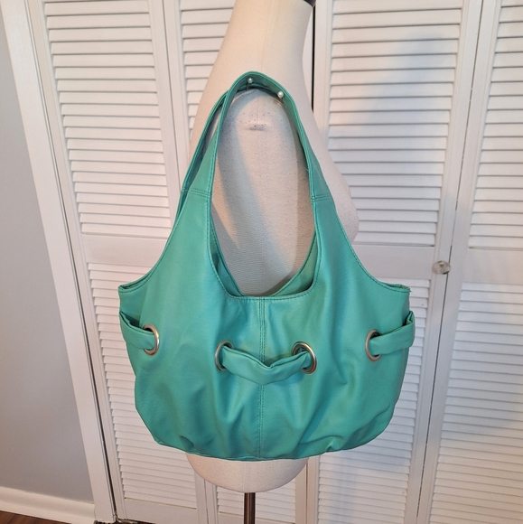 Avon green grommet faux leather bag purse - Picture 2 of 5